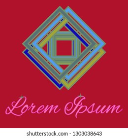 Rhomb color logo in flat style - Icon concept. Digital web logotype template.