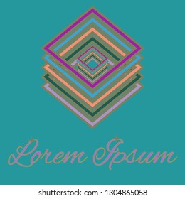 Rhomb color logo in flat style - Icon concept. Digital web logotype template.