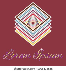Rhomb color logo in flat style - Icon concept. Digital web logotype template.