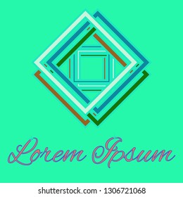 Rhomb color logo in flat style - Icon concept. Digital web logotype template.
