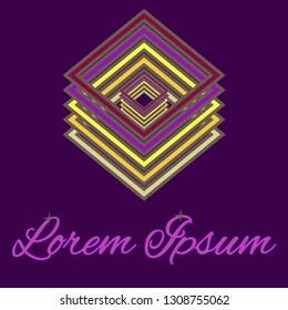 Rhomb color logo in flat style - Icon concept. Digital web logotype template.