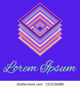 Rhomb color logo in flat style - Icon concept. Digital web logotype template.