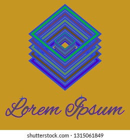 Rhomb color logo in flat style - Icon concept. Digital web logotype template.