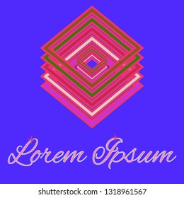 Rhomb color logo in flat style - Icon concept. Digital web logotype template.