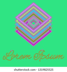 Rhomb color logo in flat style - Icon concept. Digital web logotype template.