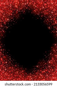 Rhomb frame sparkling red glitter flyer. Vector