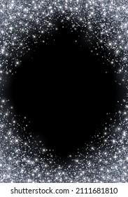 Rhomb frame sparkling silver glitter flyer. Vector