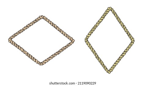 Rhomb rope frame vector illustration.  Rhombus shaped border decoration element. 