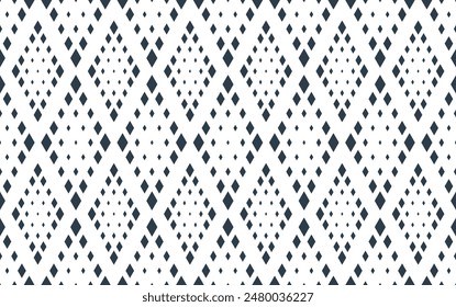 Rhomb seamless geometric vector pattern, rhombus simple black and white wallpaper background, ethnic folk embroidery or carpet style image.