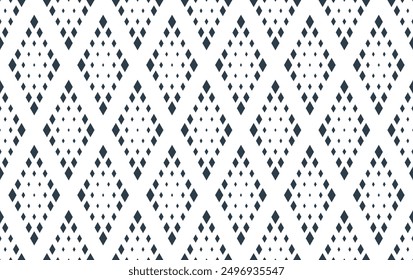 Rhomb seamless geometric vector pattern, rhombus simple black and white wallpaper background, ethnic folk embroidery or carpet style image.