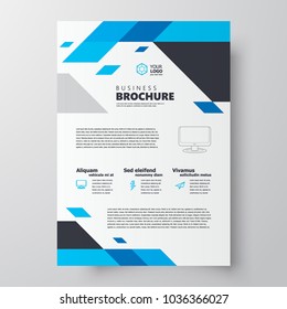 Rhomb theme Flyer brochure design template size A4 blue color