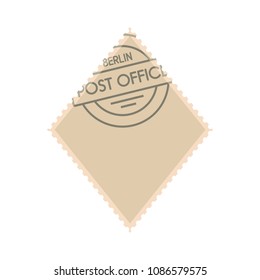 Rhombic postage stamp icon. Flat illustration of rhombic postage stamp vector icon for web
