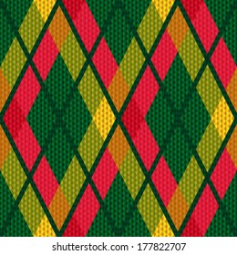 Rhombic seamless green and red vector pattern as a tartan plaid