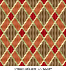 Rhombic seamless red and brown vector pattern as a tartan plaid
