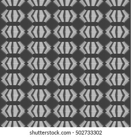 Rhombic silver periodic diamonds, shades of grey optical illusion seamless vector background