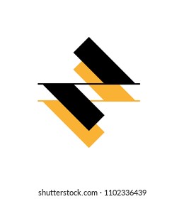 rhombic symbol in black and yellow colors, editable vector