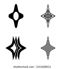 Rhombic_star3 Flat Icon Set Isolated On White Background