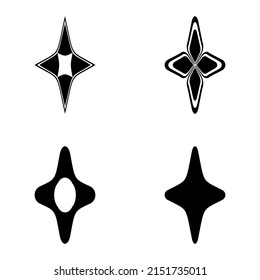 Rhombic_star3 Flat Icon Set Isolated On White Background