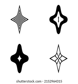 Rhombic_star3 Flat Icon Set Isolated On White Background