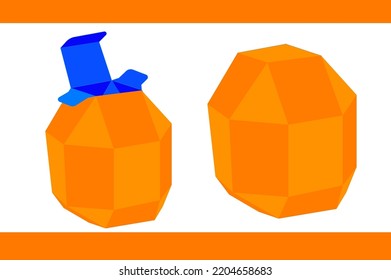 Rhombicuboctahedron cardboard box dieline template and 3D box design