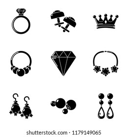 Rhomboid icons set. Simple set of 9 rhomboid vector icons for web isolated on white background
