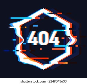 Rhombus 404 frame in glitch style. Page not found. Interference graphic image. Vector design por you projects