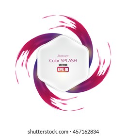 Rhombus with abstract paint splashes. Vector illustration