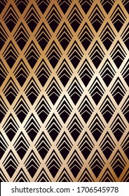 Rhombus Art Deco Pattern, Repeating Background from the 1920s, Copper Gradient