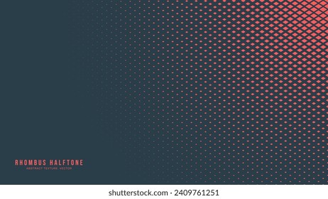 Rhombus Checker Half Tone Pattern Vector Radial Border Red Classy Abstract Background. Chequered Particles Subtle Texture Pop Art Graphic Design. Modern Half Tone Graphic Minimalistic Abstraction