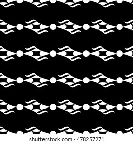 Rhombus and circle seamless pattern. Fashion graphic background design. Modern stylish abstract texture. Monochrome template for prints, textiles, wrapping, wallpaper, website. VECTOR illustration.
