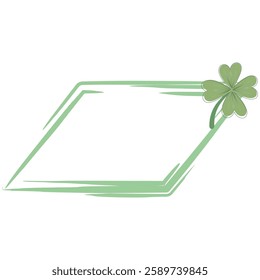 Rhombus Clover Frame with Green Brush Stroke Design for St. Patrick's Day