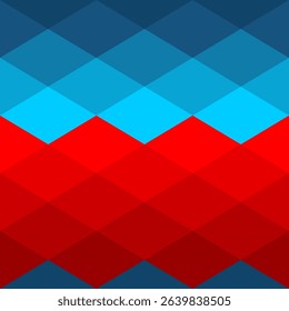 Rhombus colorful seamless pattern with blue and red colors. Horizontal rhombuses repeated background