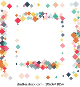 Rhombus confetti minimal geometric cover template of isolated elements.Future geometric cover rhombus confetti. Used as print, card, backdrop, template, texture, background, wallpaper, banner, border