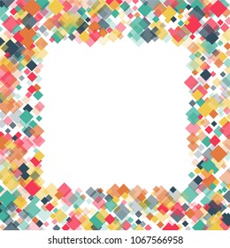 Rhombus confetti minimal geometric cover template of isolated elements.Future geometric cover rhombus confetti. Used as print, card, backdrop, template, texture, background, wallpaper, banner, border