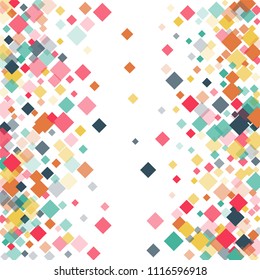 Rhombus confetti minimal geometric cover template of isolated elements.Future geometric cover rhombus confetti. Used as print, card, backdrop, template, texture, background, wallpaper, banner, border