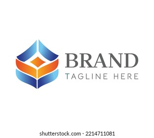 Rhombus connection ribbon square abstract vector logo design. Creative arrow icon, colorful shape vector. Company identity for business technology, digital, finance investment, education, construction