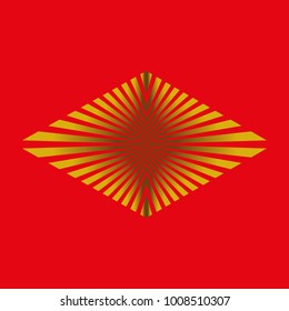 rhombus for decoration from golden lines with red background