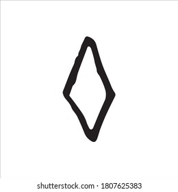 Rhombus design element. Hand-drawn in black ink.