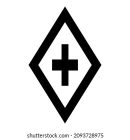 Rhombus Diamond Lozenge Flat Icon Isolated On White Background