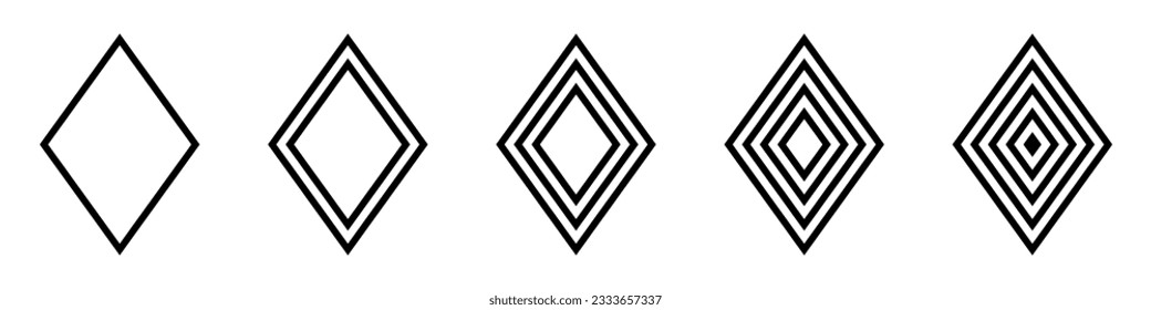 Rhombus diamond lozenge icons set.