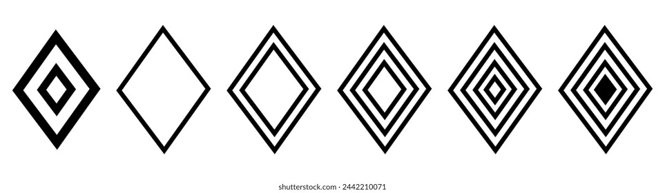 Rhombus diamond lozenge icons set.
