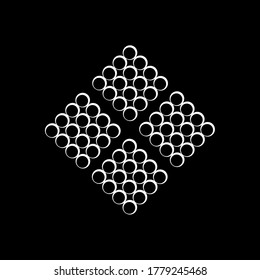 Rhombus from dots icon. Black background