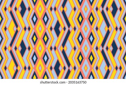 Rhombus elements ethnic tribal motifs vector geometric pattern. Mosaic chevron texture aboriginal ornament. Carpet repeat pattern. Interior ogee decor ornament. Ethnic ornamental motif