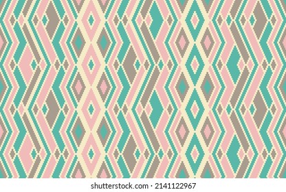 Rhombus elements ethnic tribal motifs vector geometric pattern. Embroidery batik patchwork african ornament. Textile repeat pattern. Fashion oriental ornament. Cute background.