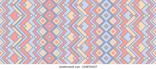 Rhombus elements ethnic tribal motifs vector geometric pattern. Mosaic chevron texture peruvian ornament. Rug repeating pattern. Interior modern decor ornament. Cloth wallpaper print.