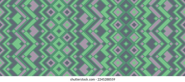 Rhombus elements ethnic tribal motifs vector geometric pattern. Mosaic chevron texture apache ornament. Carpet repeat pattern. Fashion vintage ornament. Ancient folk print.