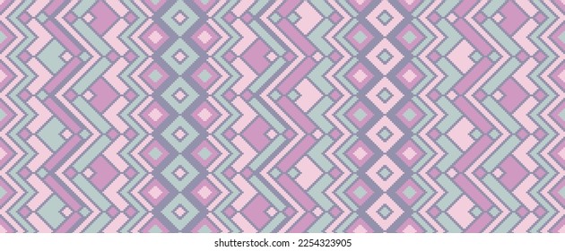 Rhombus elements ethnic tribal motifs vector geometric pattern. Embroidery batik patchwork navajo ornament. Rug repeating pattern. Interior abstract decor ornament. Cloth wallpaper print.