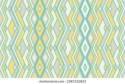 Rhombus elements ethnic tribal motifs vector geometric pattern. Embroidery batik patchwork american ornament. Fabric repeating pattern. Interior decor trendy ornament. Cloth wallpaper print.