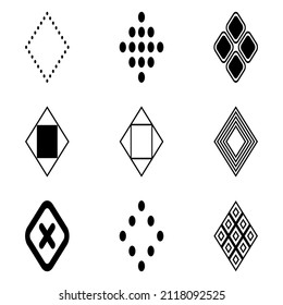 Rhombus Flat Icon Set Isolated On White Background