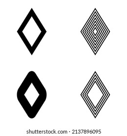 Conjunto De Icono Plano Rhombus Aislado En Fondo Blanco